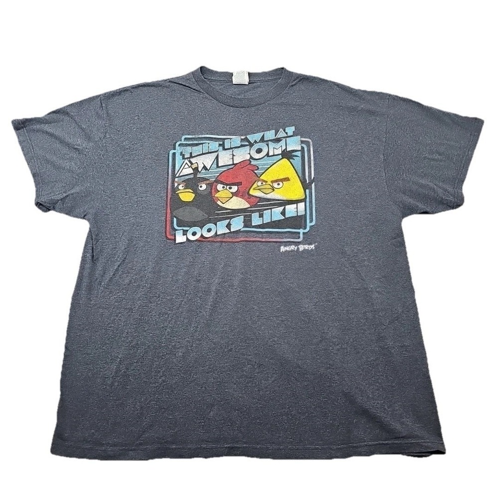 Y2K‎ Angry Birds AOP T Shirt XXL Gray Original Fifth Sun All Cotton Retro 2000s